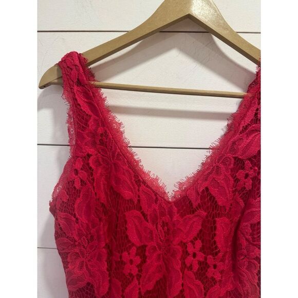 Adrianna Papell Red Lace Cocktail Party Dress Size 8 - Picture 2 of 7